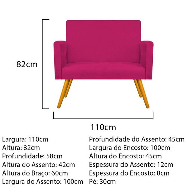 Imagem de Kit Namoradeira e 02 Poltronas Arenzza Base Giratória de Metal Suede Pink - DAMAFFÊ MÓVEIS