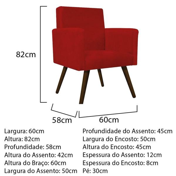 Imagem de Kit Namoradeira e 02 Poltronas Arenzza Palito Tabaco Suede Vermelho - KDAcanto Móveis