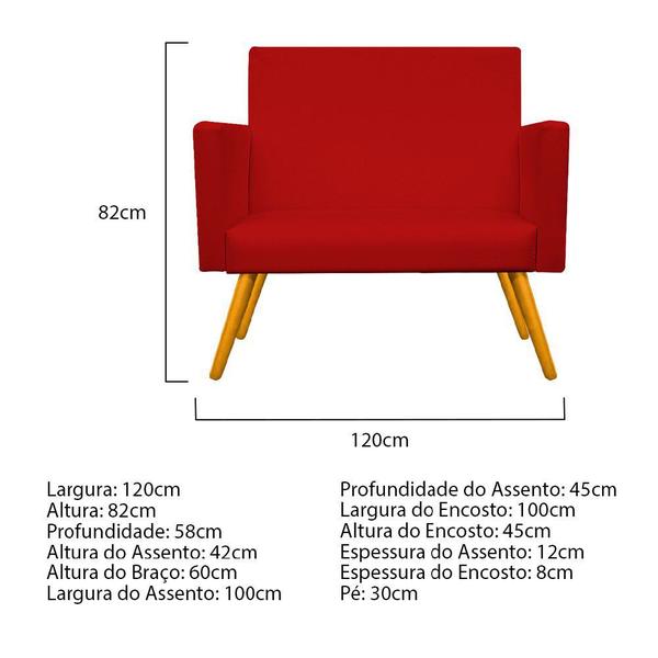 Imagem de Kit Namoradeira e 02 Poltronas Beatriz Base Giratória de Metal Corano Vermelho - DAMAFFÊ MÓVEIS