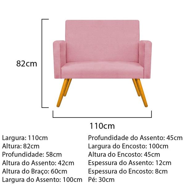 Imagem de Kit Namoradeira e 02 Poltronas Beatriz Base Giratória de Metal Sala de Estar Decor Recepção Suede Rosa Bebê