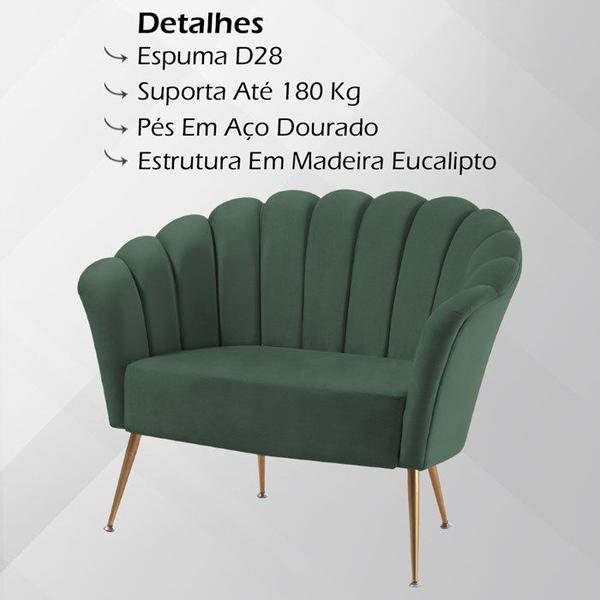 Imagem de Kit Namoradeira e Poltrona Decorativa 7050X7049 Veludo Verde Dmobiliario