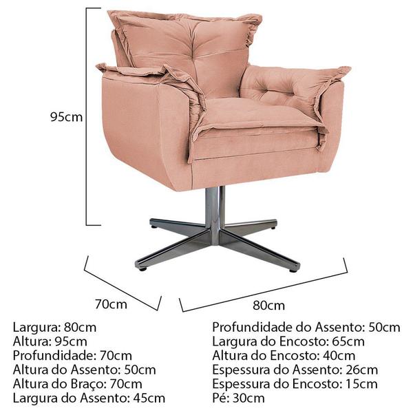 Imagem de Kit Namoradeira e Poltrona Opala Base Giratória de Metal Suede Rosê - DAMAFFÊ MÓVEIS