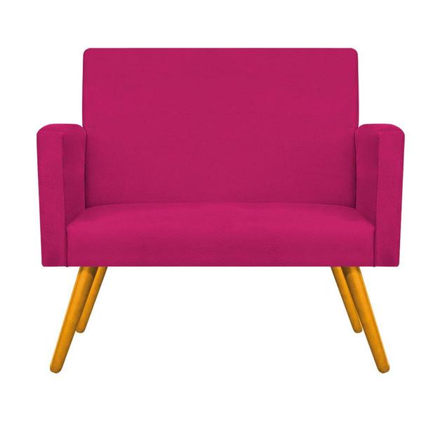 Imagem de Kit Namoradeira Nina e 2 Poltronas Decorativas Nina Pés Palito Sala de Estar material sintético Pink