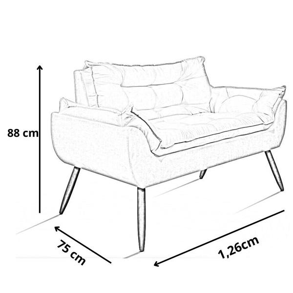 Imagem de KIT Namoradeira Opala + 2 Poltronas para Sala Cinza