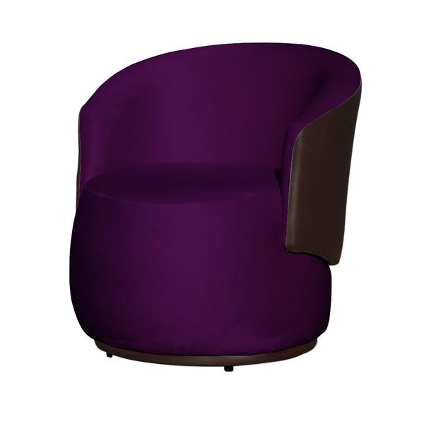 Imagem de Kit Namoradeira + Poltrona Decorativa Beatriz Orgânica Composê Couro Marrom Veludo Roxo Ms Decor