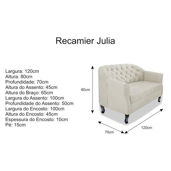 Imagem de Kit Namoradeira Recamier Sofá mais 02 Poltrona Julia Pés Luís Xv Com Botonê Quarto Sala de Estar Recepção Suede Bege - AM Decor