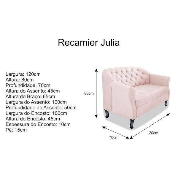 Imagem de Kit Namoradeira Recamier Sofá mais 02 Poltrona Julia Pés Luís Xv Com Botonê Quarto Sala de Estar Recepção Suede Rosê - AM Decor