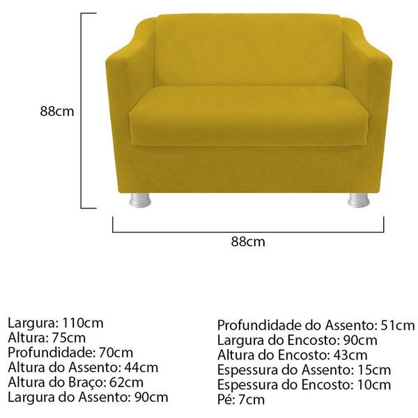 Imagem de kit Namoradeira Tila e Puff Dado Suede Amarelo