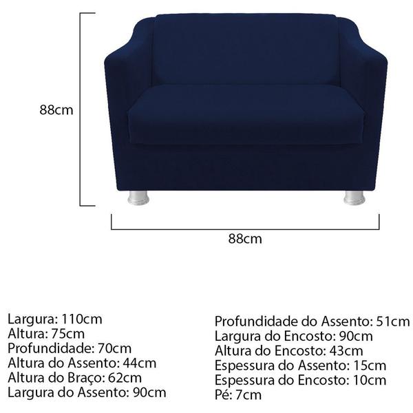 Imagem de kit Namoradeira Tila e Puff Dado Suede Azul Marinho