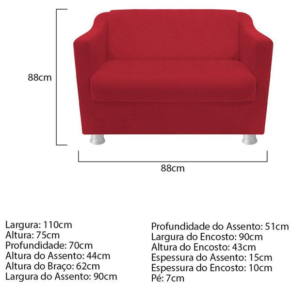 Imagem de kit Namoradeira Tila e Puff Dado Suede Vermelho