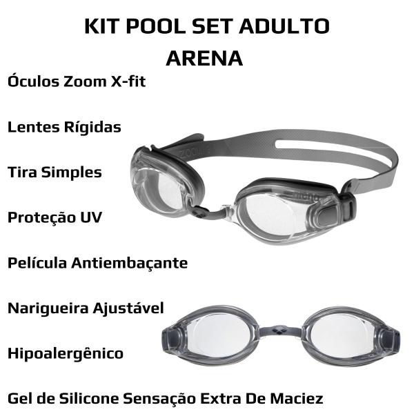 Imagem de Kit Natação Arena Adulto Iniciante Óculos Zoom X Fit E Touca Classic Silicone