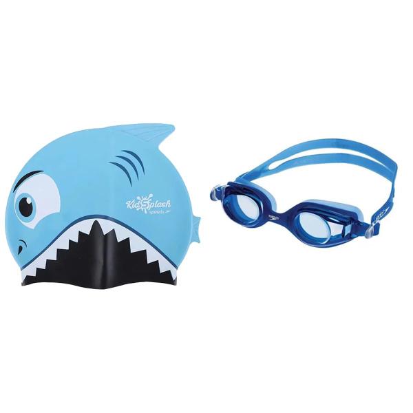 Imagem de Kit Natação Speedo Óculos Jr Olympic Touca Shark Cap Infantil