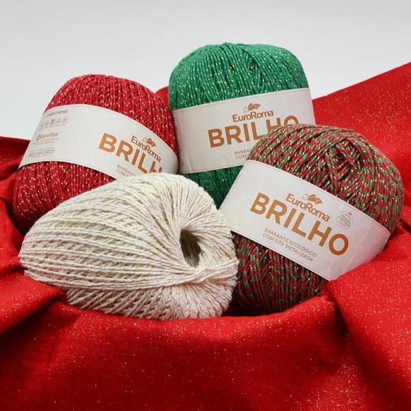 Kit Natal Ouro Barbante EuroRoma Brilho 400g - 4 Novelos Imagem de Kit Natal Ouro Barbante EuroRoma Brilho 400g - 4 Novelos