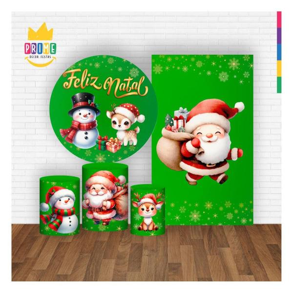 Imagem de Kit Natal Painel Redondo + Trio Capas + Retangular Tecido