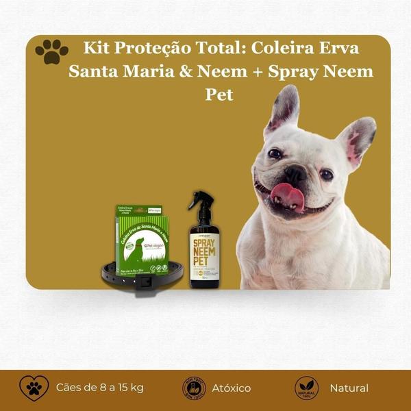 Imagem de Kit Neem Pet Proteção Coleira E Spray Cães De 8Kg A 15Kg