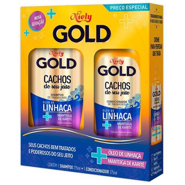 Imagem de Kit niely gold sh+cond cachos oleo de linhaça 300 ml