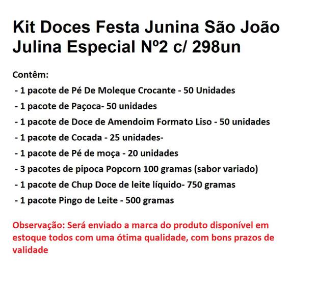 Imagem de Kit Nº2 c/298 Doces Festa Junina São João Julina Especial