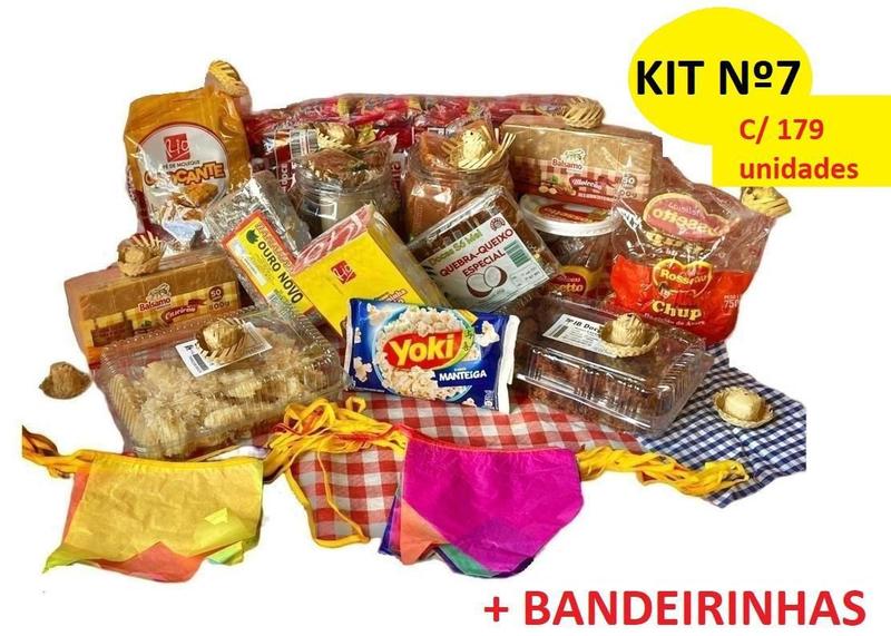 Imagem de Kit Nº7 Com 180Un Doces Diversos Festa Junina + Bandeirinha