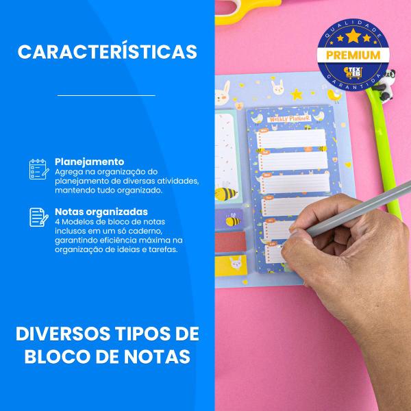 Imagem de Kit Notas Adesivas Papelaria Fofa Kit 7 Modelos Auto Adesivo