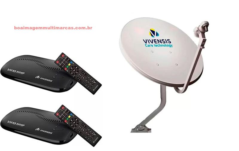 Imagem de Kit Nova Antena Parabólica 60cm +2 Recepitores Digital Vivensis vx10