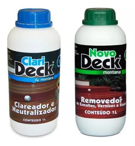 Imagem de Kit Novodeck Removedor 1 Litro + Clarideck Clareador 1 Litro