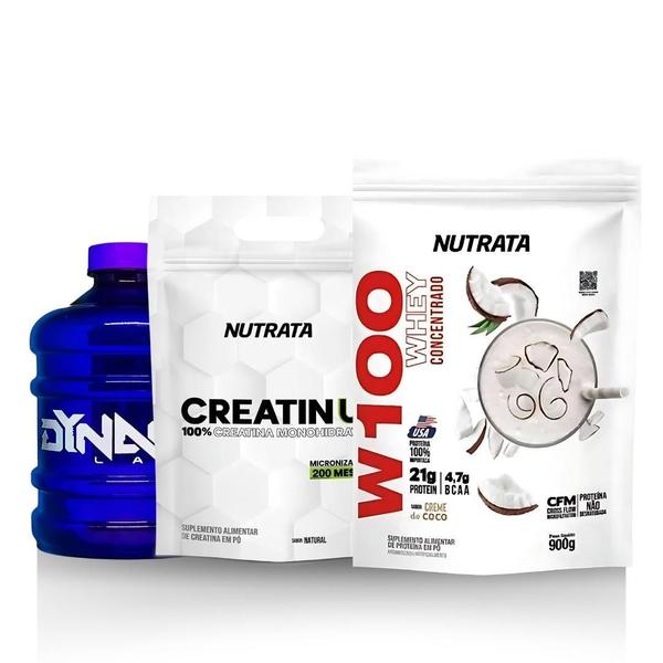 Imagem de Kit Nutrata Creatin Up 100% Pura 300G + Whey W100 900G+Galão