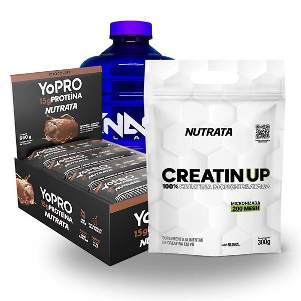 Imagem de Kit Nutrata Creatin Up 300G + Cx Barra Yopro Com 12 + Galão