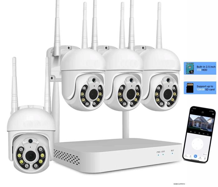 Imagem de Kit NVR 4 Câmeras IP Wifi Speed Dome Full HD 1080p Visão Noturna CFTV