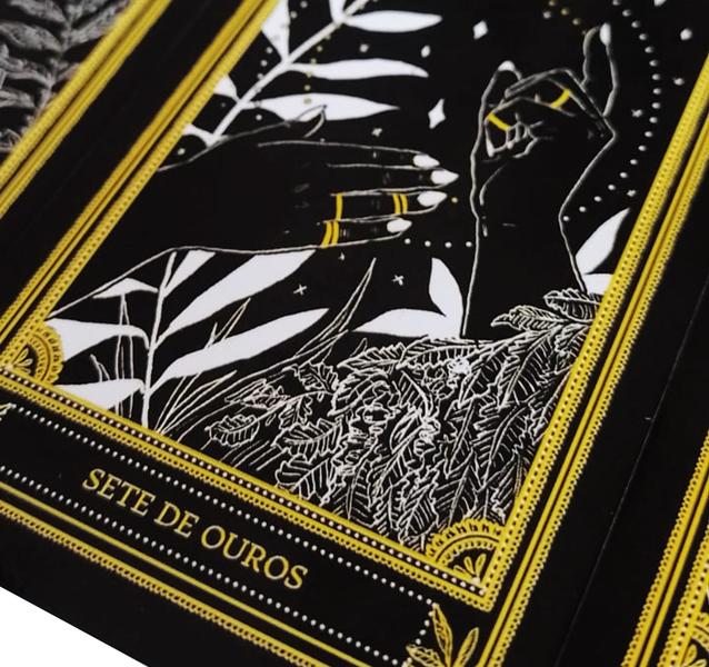 Imagem de Kit O Grande Tarot Negro 78 Carta e Porta Tarô Caixa Madeira