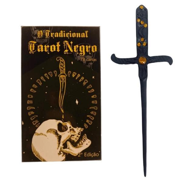 Imagem de Kit O Tradicional Tarot Negro 78 Cartas + Athame Negro