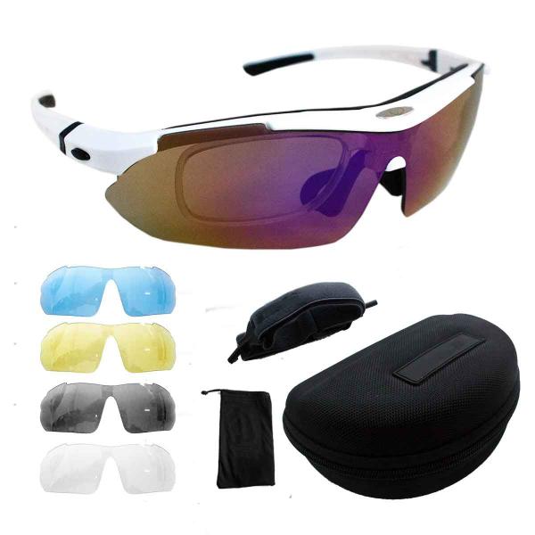 Imagem de Kit Óculos Ciclismo Bike 5 Lentes Polarizado Suporte Grau