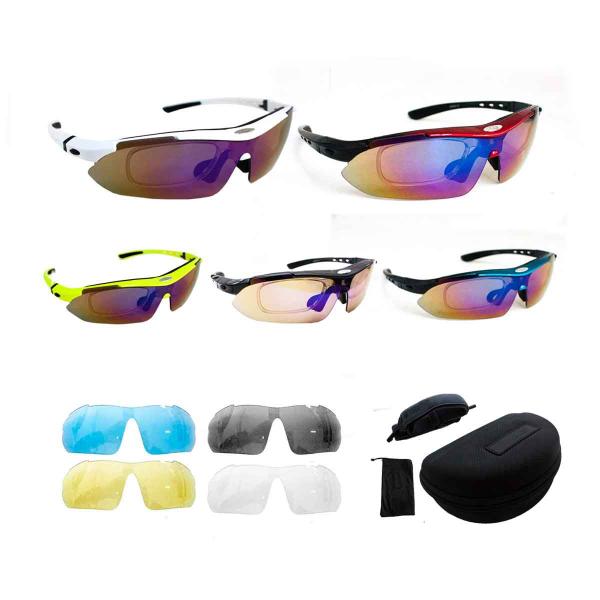 Imagem de Kit Óculos Ciclismo Bike 5 Lentes Polarizado Suporte Grau