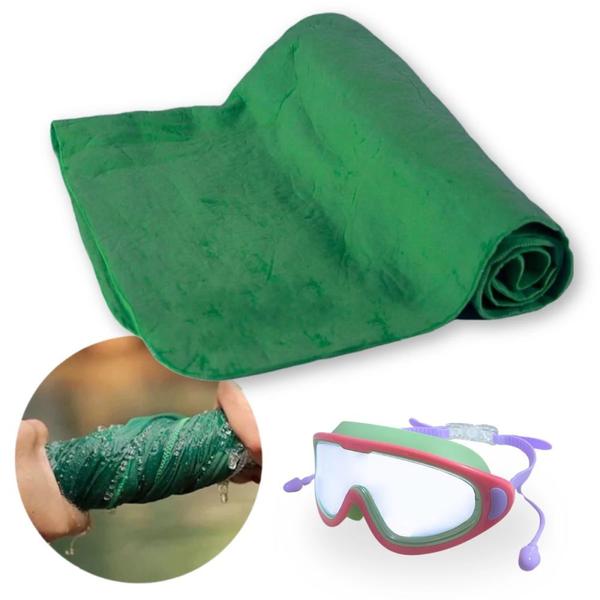 Imagem de Kit Oculos de Natacao Protecao Uv/ Antiembacante Rosa + Toalha de Banho Microfibra Super Absorvente Guepardo