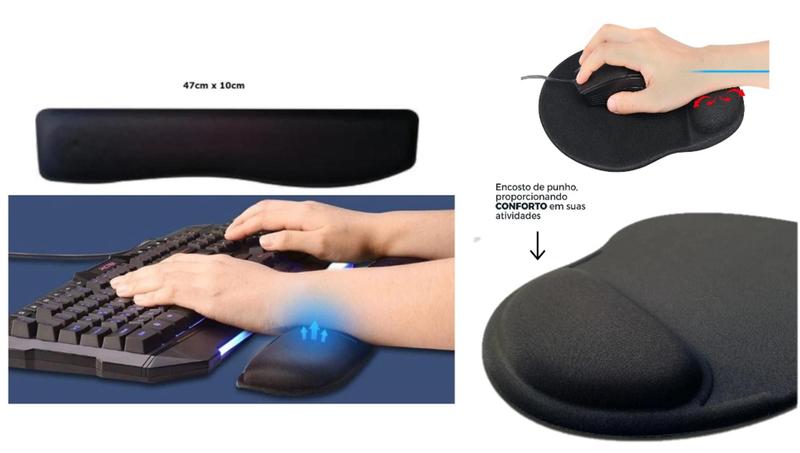 Imagem de KIT OFFICE 6Peças - Suporte/Headset/Teclado e Mouse com fio/Keypad e Mouse Pad