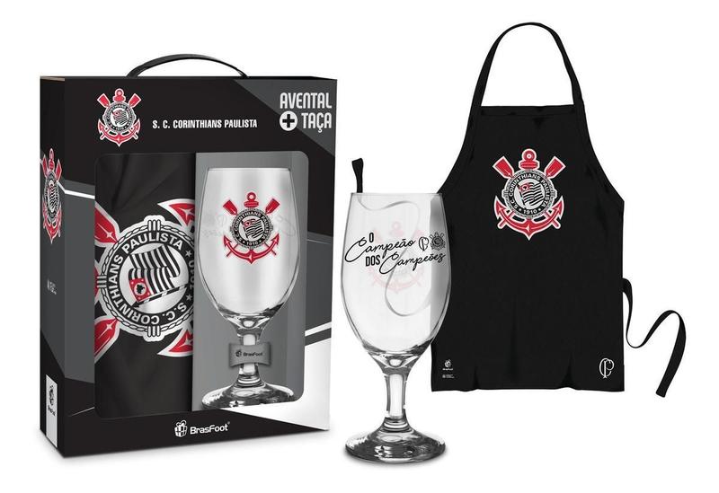 Imagem de Kit Oficial Taça 330Ml Clubes + Avental - Corinthians