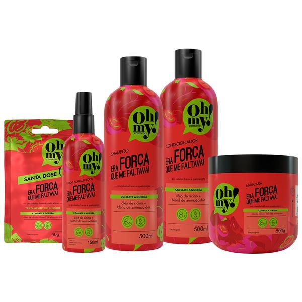 Imagem de Kit Oh My! Era Força Que Me Faltava! Shampoo, Condicionador 500ml, Máscara 500gr, Finalizador 150ml e Dose 40gr