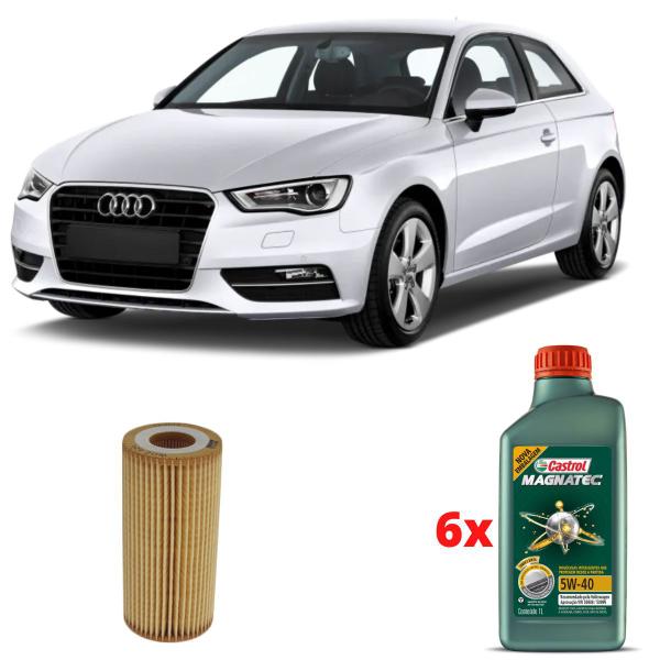 Imagem de Kit Óleo Castrol 5w40 Audi A3 2.0 Tsfi 2016 2017 2018 19