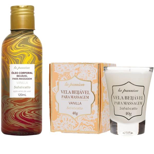 Imagem de Kit Óleo de Massagem Corporal e Vela Aromatica Vanilla