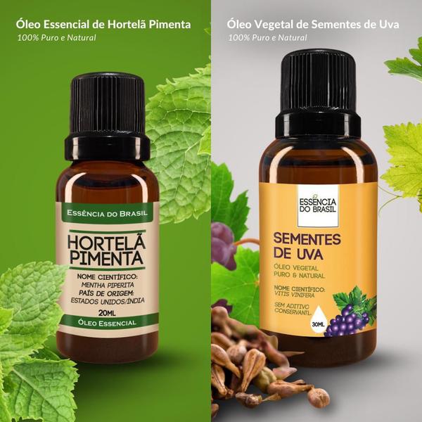 Imagem de Kit Óleo Essen. Menta Piperita 20Ml + Vegetal Sems. Uva 30Ml