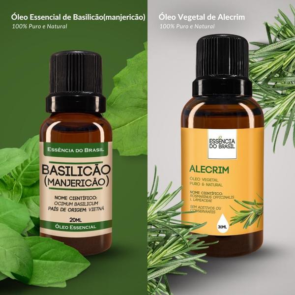 Imagem de Kit Óleo Essencial Basilicão 20ml + Vegetal de Alecrim 30ml