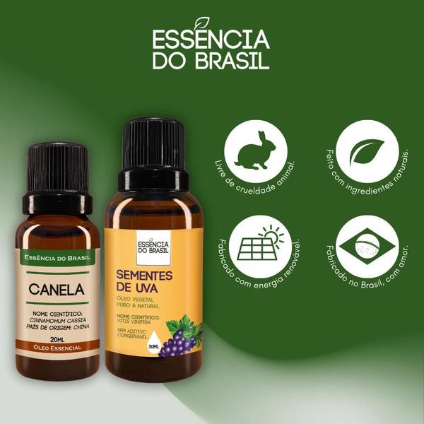 Imagem de Kit Óleo Essencial Canela 20Ml + Vegetal Sementes Uva 30Ml