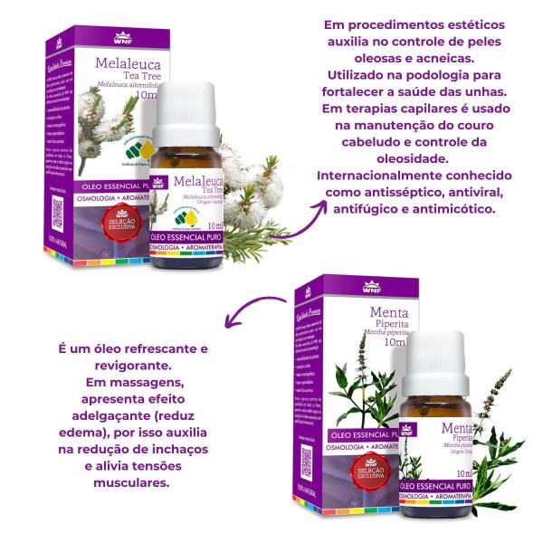 Imagem de Kit Óleo Essencial de Melaleuca (Tea Tree), Alecrim, Laranja Doce, Menta Piperita e Lavanda 10ml WNF