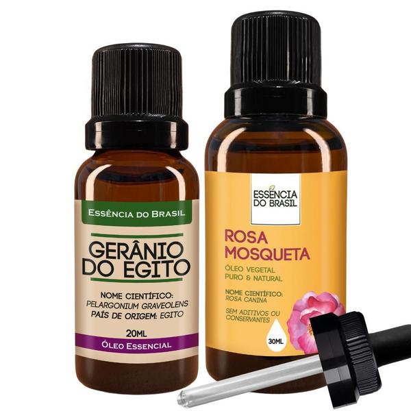 Imagem de Kit Óleo Essencial Gerânio 20Ml + Vegetal Rosa Mosqueta 30Ml