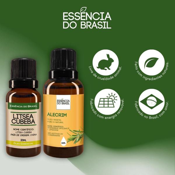 Imagem de Kit Óleo Essencial Litsea Cubeba 20ml + Vegetal Alecrim 30ml