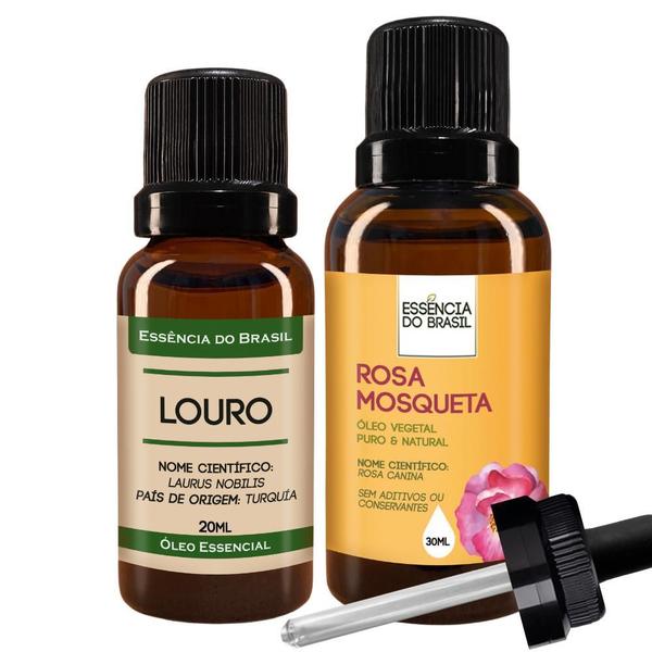 Kit Óleo Essencial Louro 20Ml + Vegetal De R. Mosqueta 30Ml - Essência Do Brasil Imagem de Kit Óleo Essencial Louro 20Ml + Vegetal De R. Mosqueta 30Ml