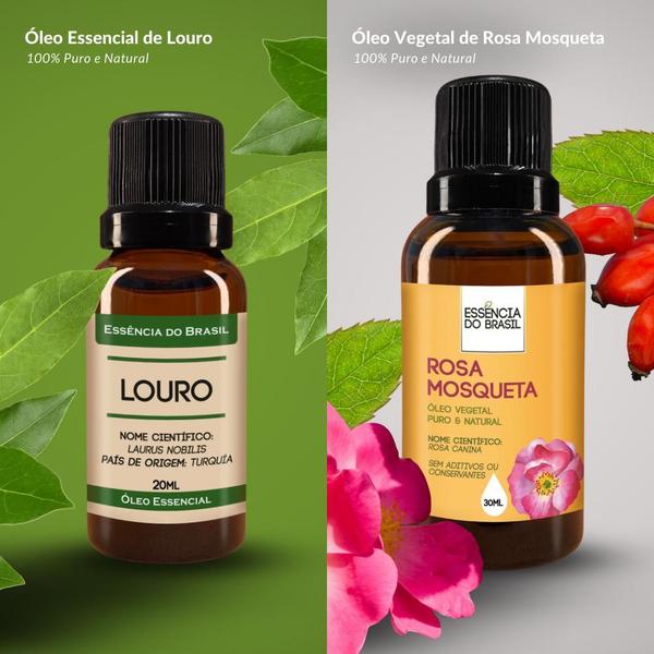 Kit Óleo Essencial Louro 20Ml + Vegetal De R. Mosqueta 30Ml - Essência Do Brasil Imagem de Kit Óleo Essencial Louro 20Ml + Vegetal De R. Mosqueta 30Ml