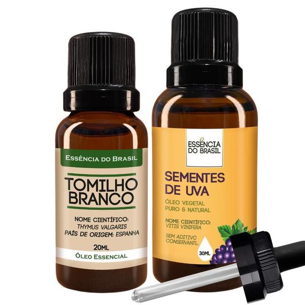 Imagem de Kit Óleo Essencial Tomilho 20Ml + Vegetal Sementes Uva 30Ml