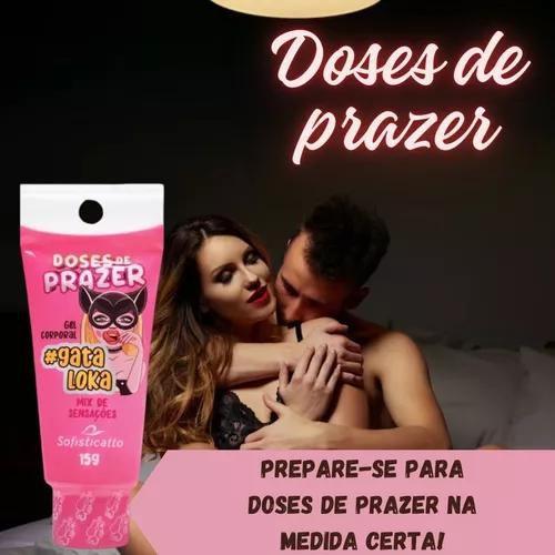 Imagem de Kit Óleo Morango pra Massagem 120ml + Shock Plus Morango + Doses de Prazer Gata Loka