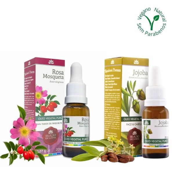 Imagem de Kit Óleo Vegetal Jojoba 20ml e Óleo Vegetal Rosa Mosqueta 20ml - WNF