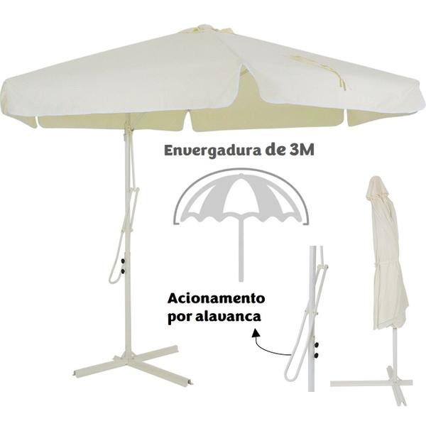 Imagem de Kit Ombrelone Lateral Suspenso 3m Oslo Com Alavanca + Base 60L Quadrada - Belfix